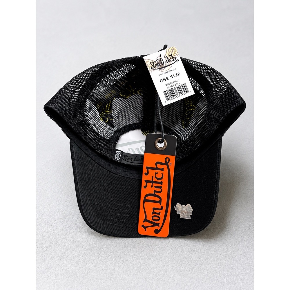 NEW Von Dutch Hat Black Yellow Patch Trucker Mesh SnapBack Cap Retro‎ unisex Y2K - Picture 5 of 9